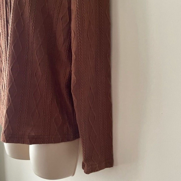 SHEIN Brown Cable Knit Raglan Sleeve Hoodie Small - Picture 4 of 15